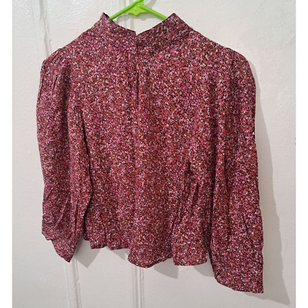 Rollas Womens Small Top floral Puffer Sleeve Shirt Stephanie Paris Boho Gypsy